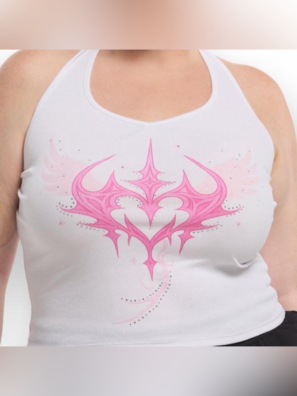 Sweet Society Pink Cyber Sigil Rhinestone Girls Halter Top Plus Size 3x